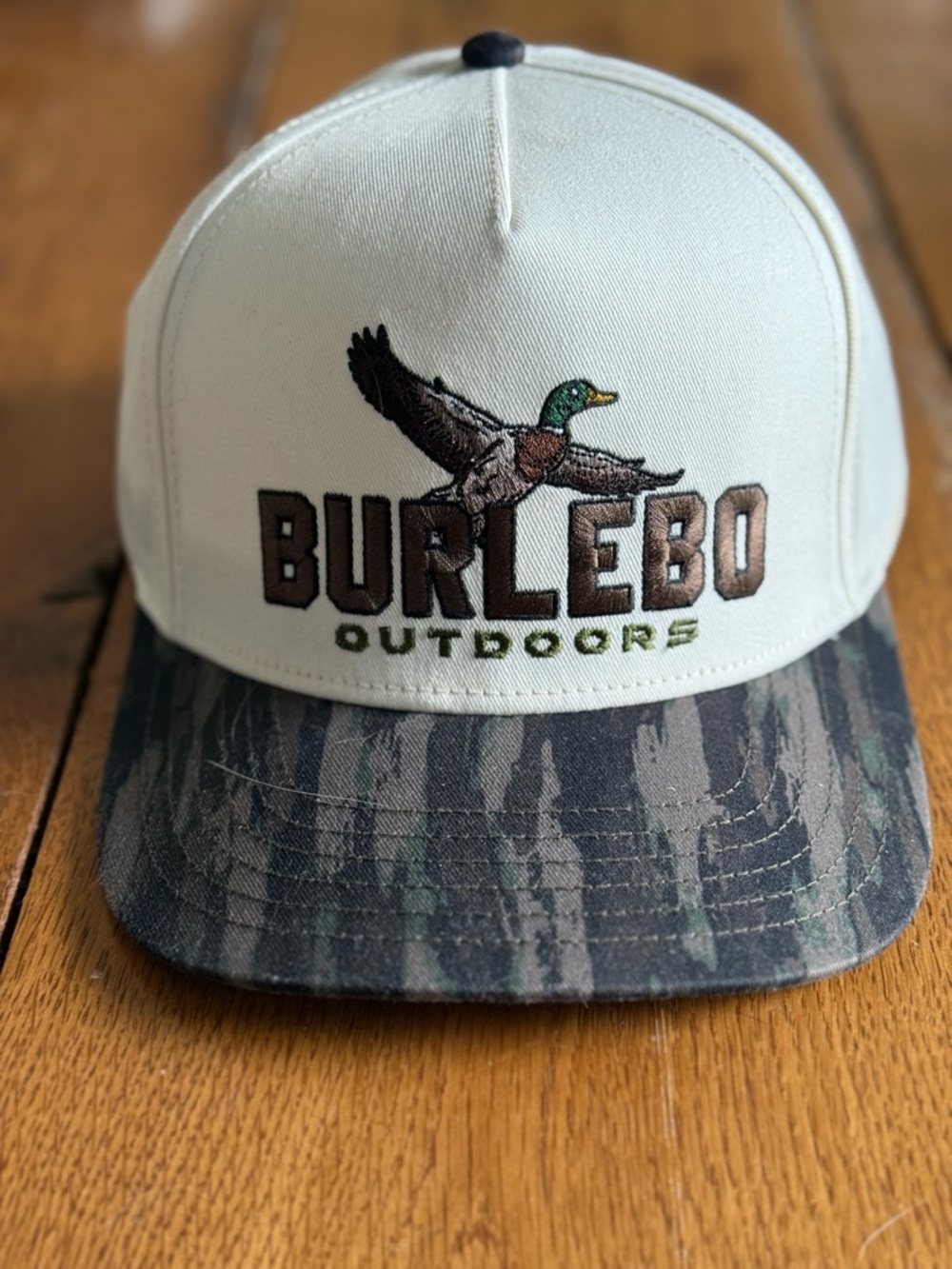 BURLEBO Cream Front with Camouflage Bill Trucker Hat